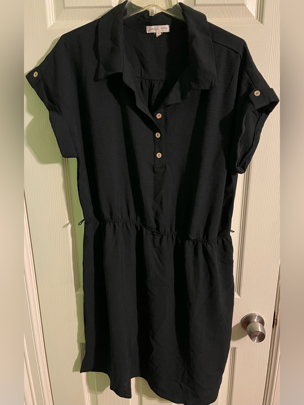 Women's Black Collared Shirt Dress - 2X